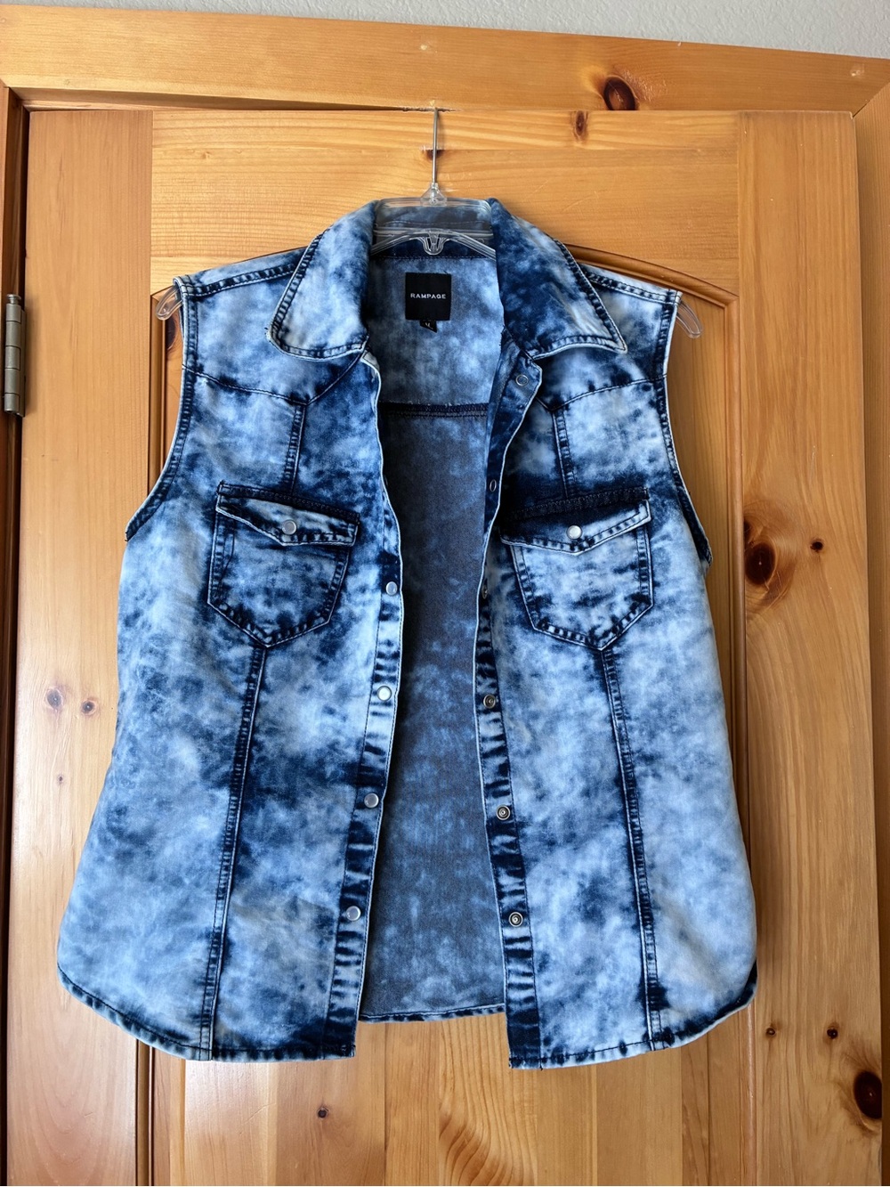 Rampage Blue Tie-Dye Denim Look Vest